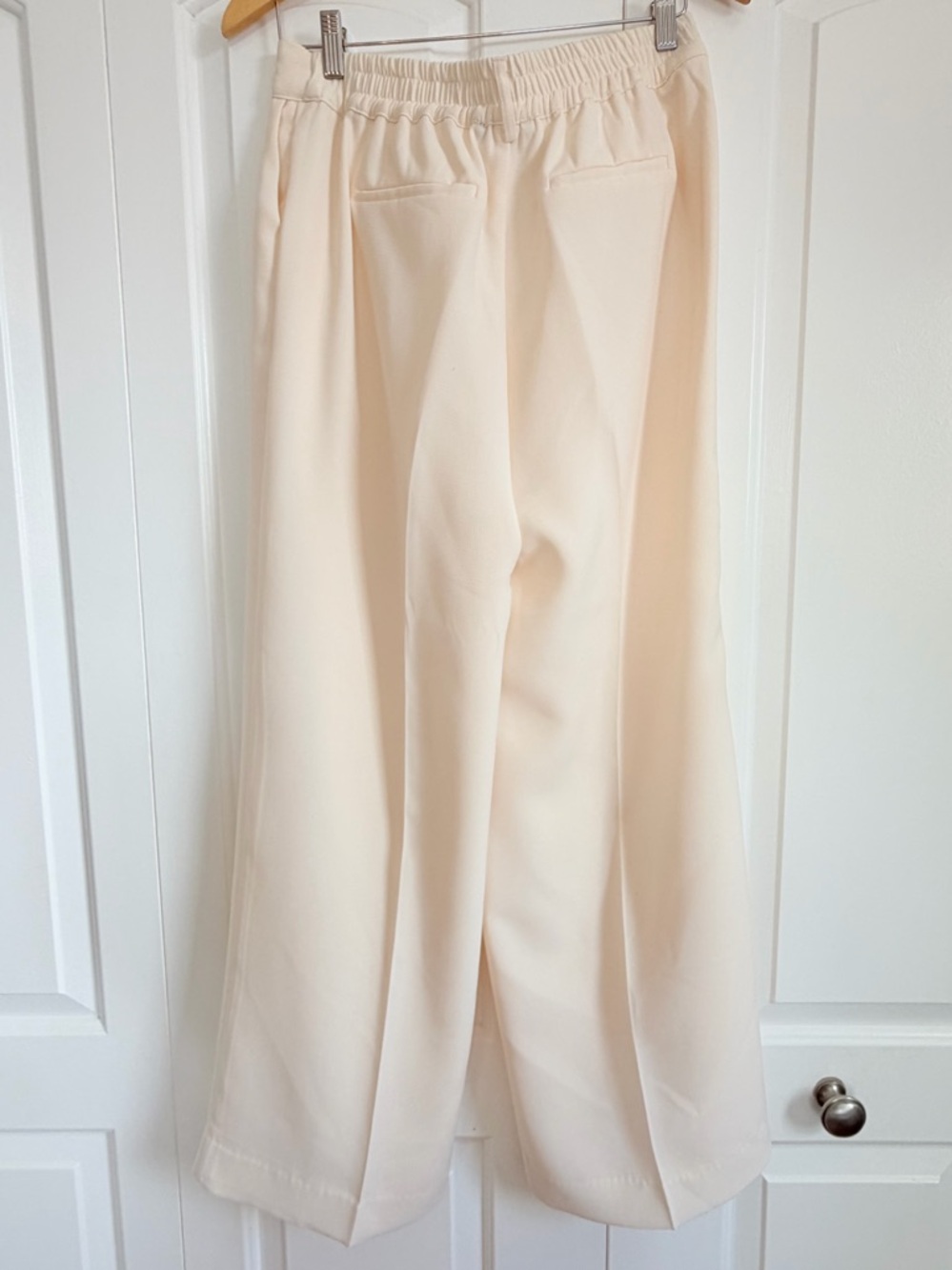 Christian Lacroix Cream Wide Leg Trouser Women M High Rise Elastic Waist Pants - Picture 6 of 15